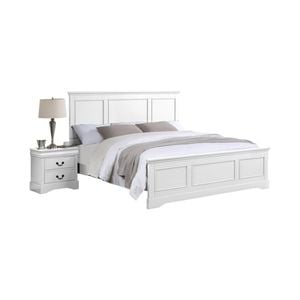 King Bed Frame in Solid Wood with Slats Support in White colour