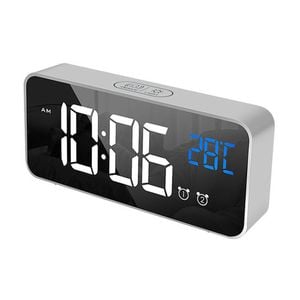 Catzon Led Music Alarm Clock With Dual Alarms & Voice Control & Snooze Function-silver