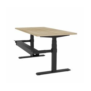 Olg Agile Motion Plus Square Leg Black Frame New Oak Ravine Top With Cable Management Scallop Height Adjusta L1800mm X W750mm