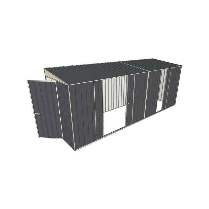Build-a-Shed 1.5 x 5.2 x 2m Hinged Door Tunnel Shed with 3 Sliding Side Doors - Grey