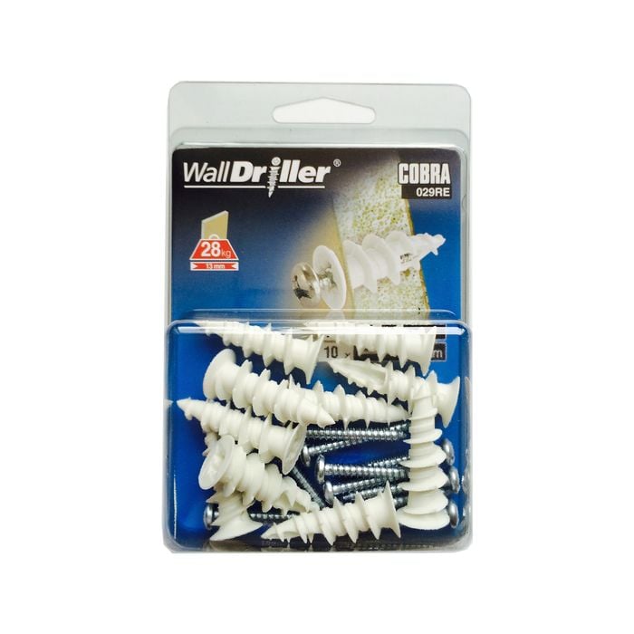 Cobra 4.0mm WallDriller Anchor Nylon Screws - 10 Pack