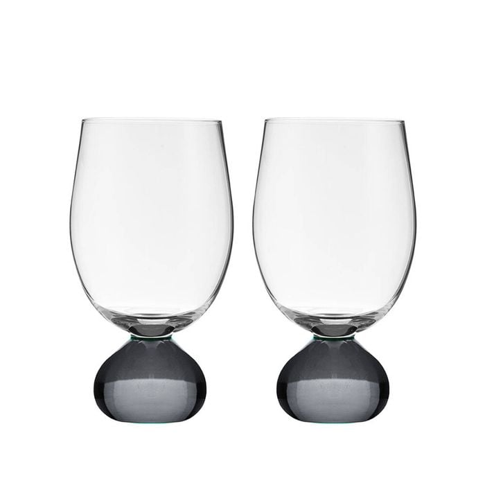 2pc Tempa Zephyr Spherical Wine Drinking Glasses Set 16cm Charcoal