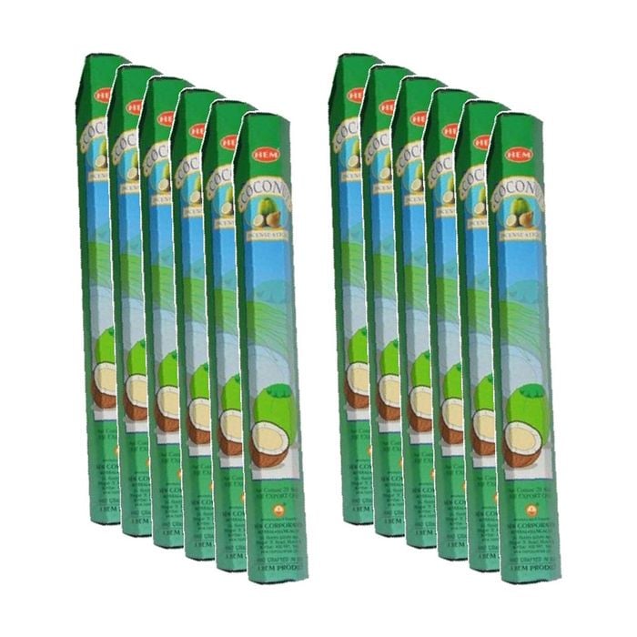 12PK HEM Home Fragrance Scented Smelling Incense Sticks Packet Set Coconut