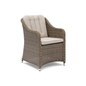FurnitureOkay Liverpool Wicker Outdoor Dining Chair - Beige Cushion