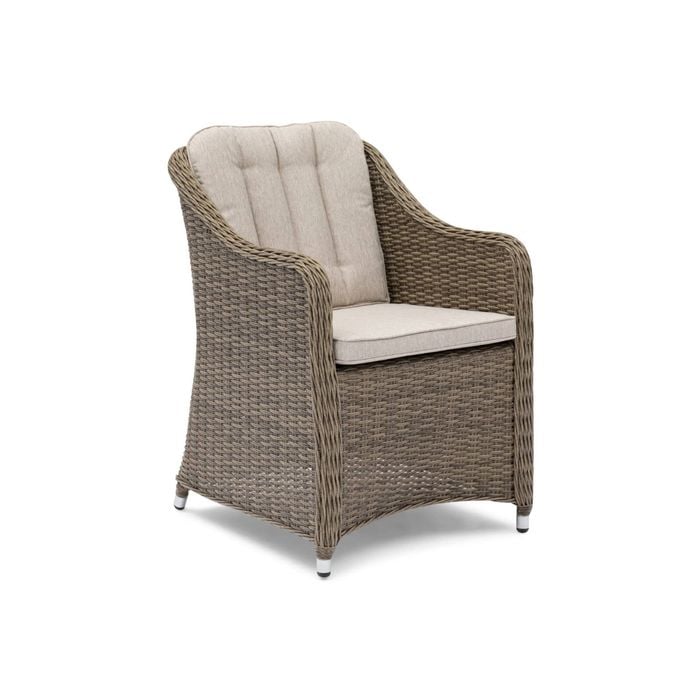 FurnitureOkay Liverpool Wicker Outdoor Dining Chair - Beige Cushion