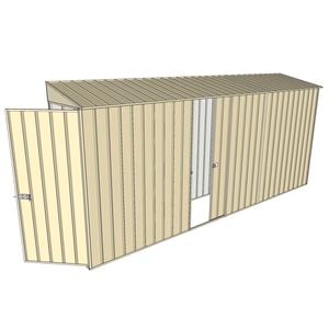 Build-a-Shed 0.8 x 4.5 x 2m Hinged Door Tunnel Shed With Single Sliding Side Door - Cream
