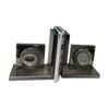 2pc SS Collective Abstract Elegant Bookends 100% Crystal Glass Smokey Black
