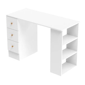 Advwin Computer Desk with 3 Drawers Storage White