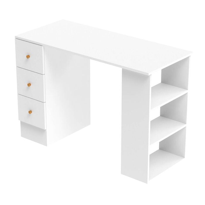 Advwin Computer Desk with 3 Drawers Storage White