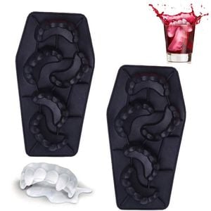 Catzon 2 Pcs Vampire Tooth Ice Cube Trays for Halloween Party Drinks Making