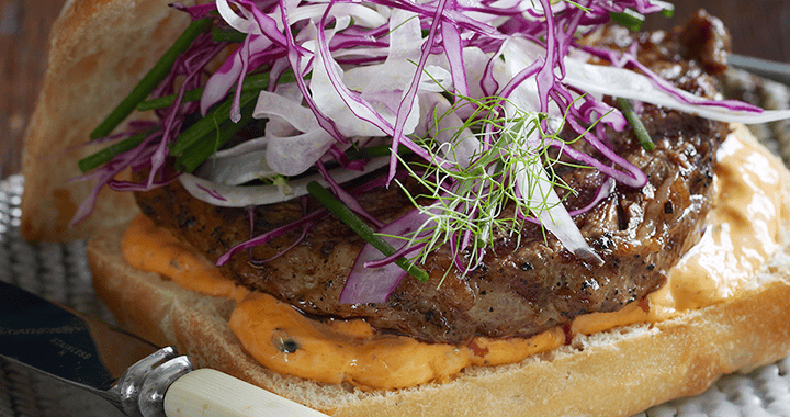 Cajun Steak Roll With Red Pepper Mayonnaise &amp; Fennel Slaw Recipe | Matador BBQs