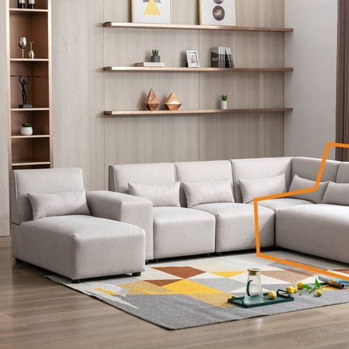 Foret 1pc Sofa Modular Extension Lounge Couch Fabric Right Seater Chaise Ottoman Beige Bunnings Australia