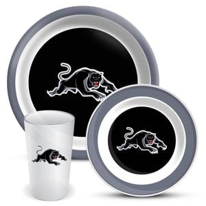 Nrl 3 Piece Dinner Set - Penrith Panthers - Melamine Plate, Bowl, Cup