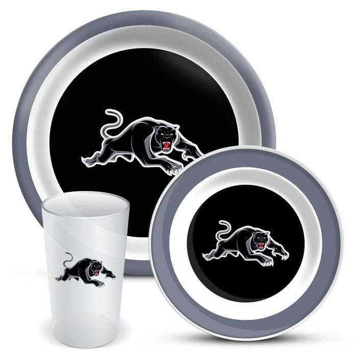 Nrl 3 Piece Dinner Set - Penrith Panthers - Melamine Plate, Bowl, Cup