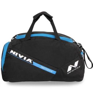 Nivia Sportspace-2.0 Gym Bag Polyester Black Sky Blue Shoulder Bag
