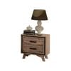 Bedside Table 2 drawer Night Stand with Solid Acacia Storage in Sliver Brush Colour