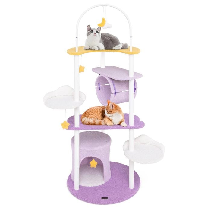 Costway 158cm Cat Tree Sky-theme Cat Tower W/top Perch Jumping Platform