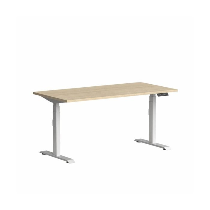 Olg Klass White Frame New Oak Ravine Top Scallop Height Adjustable Desk L1800mm X W750mm