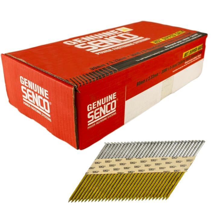 Senco 90 x 3.33 Galvanised Flat Head Nails Collated Strip Nails - 3000 Pack