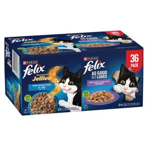 Felix 85g As Good As It Looks And Sensations Jellies Favourites Selections Wet Cat Food - 36 Pack