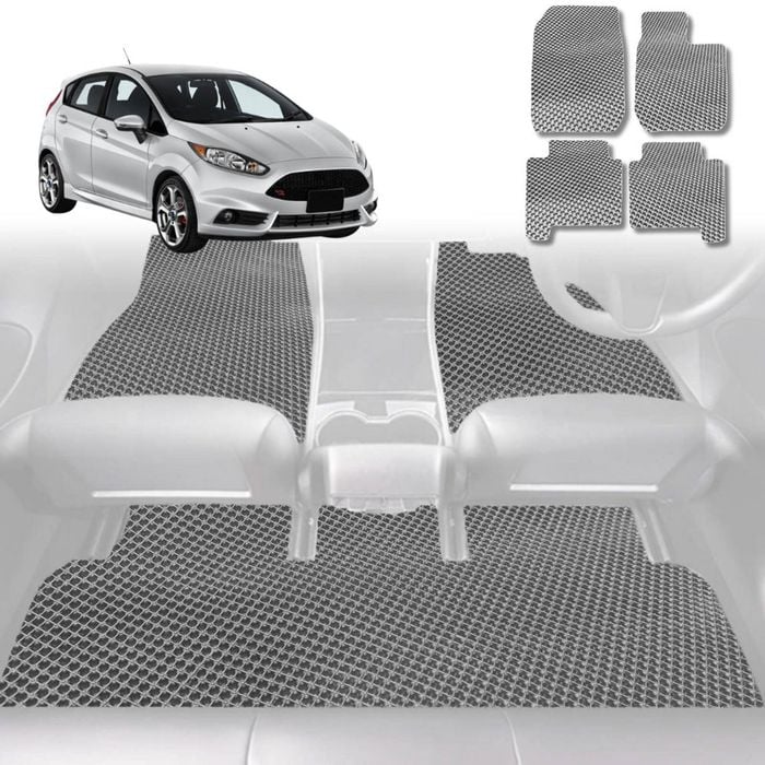 6D Diamond Car Floor Mats for Ford Fiesta 2008-2018-Full Set-Grey-Outback GT