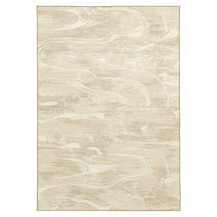 Loopsie-400cm X 300cm-marrowstone Beige Marble Washable Indoor Outdoor Rug