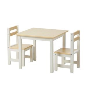 Oikiture Kids Table and Chairs Set Toddler Activity Study Play Desk Natural
