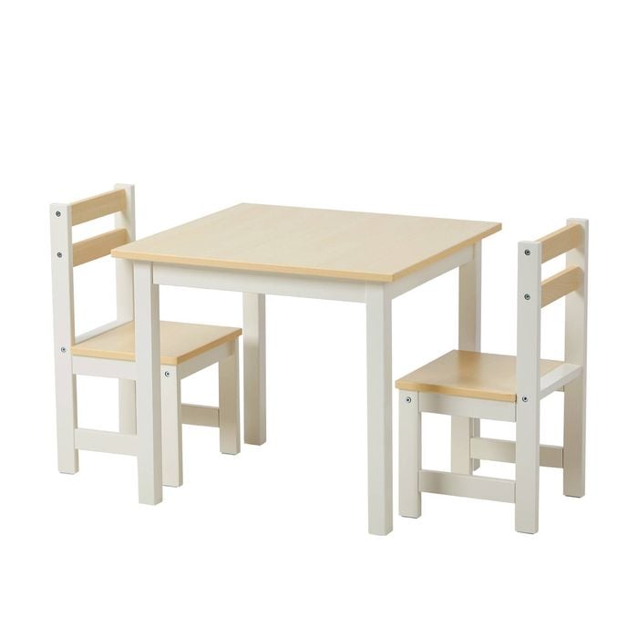 Oikiture Kids Table and Chairs Set Toddler Activity Study Play Desk Natural