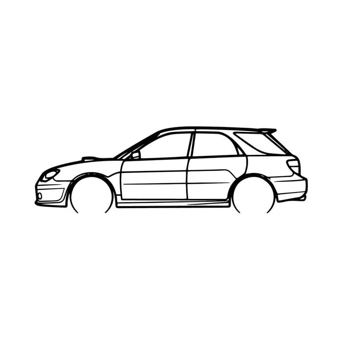 Ignite Laser Subaru 07 Impreza WRX Wagon Silhouette Metal Wall Art Coated Black 47inch/120cm