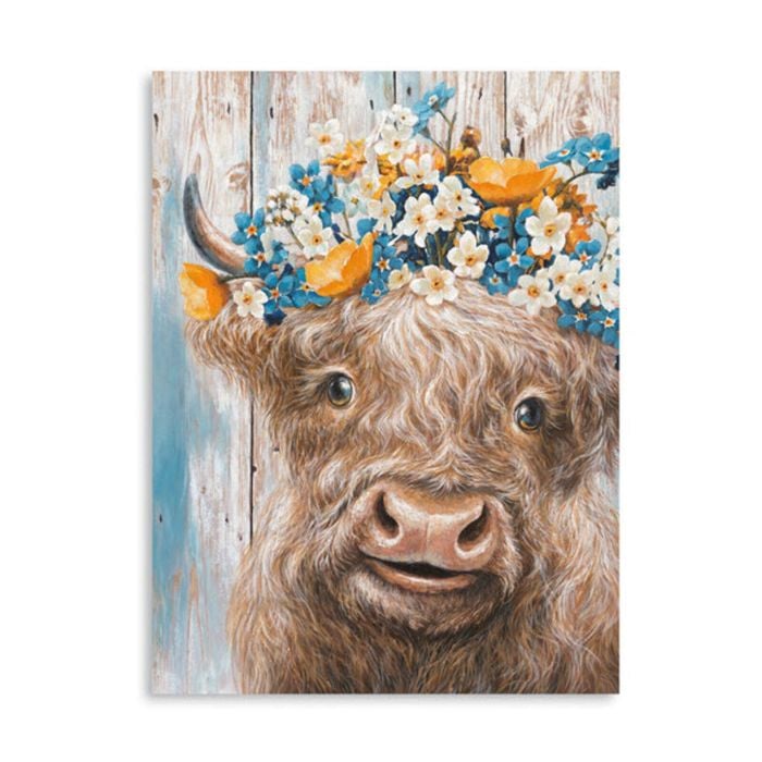 P&P Cute Highland Cattle Canvas Print - Vibrant Wall Art for Living Rooms, Bedrooms, Offices 70x100cm