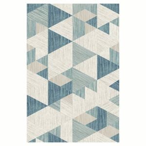 Urban Style Geometric Printed Microfibre Rug – Blue | 160 X 240cm