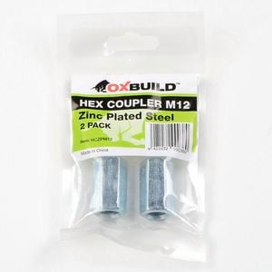 Oxbuild M12 Zinc Plated Hex Coupler - 2 Pack