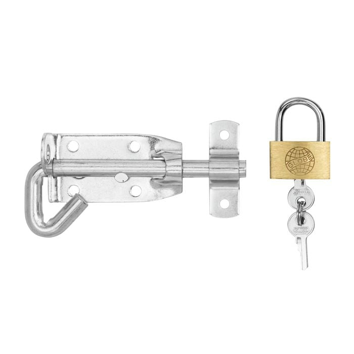Pinnacle 100mm / 30mm Zinc Plated Padbolt And Lock Set
