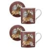 2PK Ashdene Kim's Cats Friends Family New Bone China Mug & Coaster Set 330ml Red
