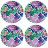 4PK LVD Orchid Glass Trivet Large Table Protector Round 23x23cm