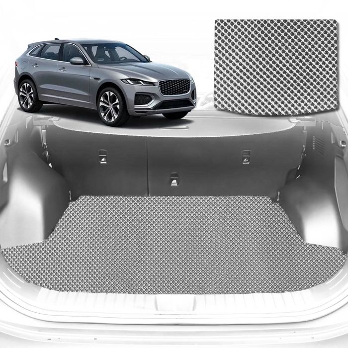 6D Diamond Car Boot Mat for Jaguar F-PACE X7612016-Current-Cargo Mat-Grey-Outback GT