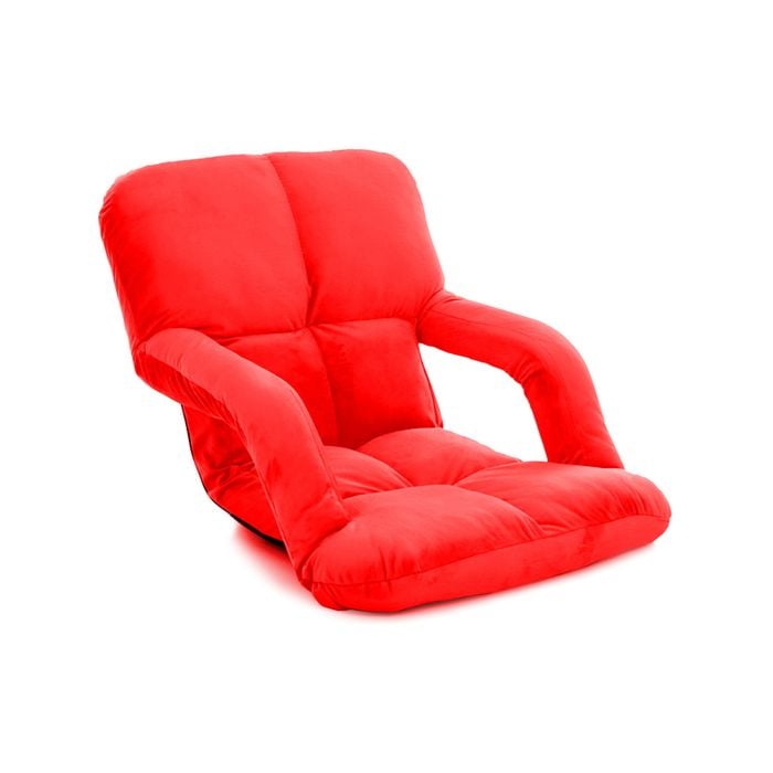 SOGA Foldable Lounge Cushion Adjustable Floor Lazy Recliner Chair with Armrest Red