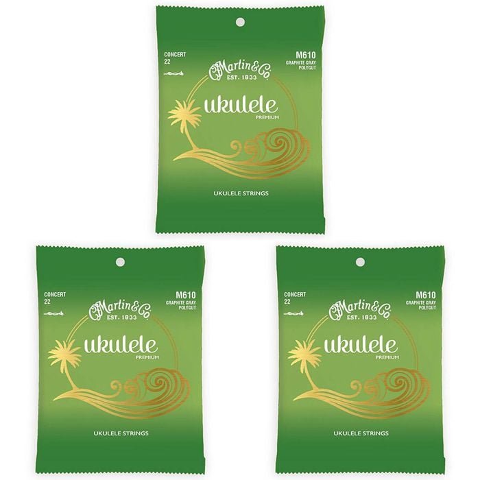 3PK Martin Guitar M610 Premium Ukulele Strings Polygut Concert