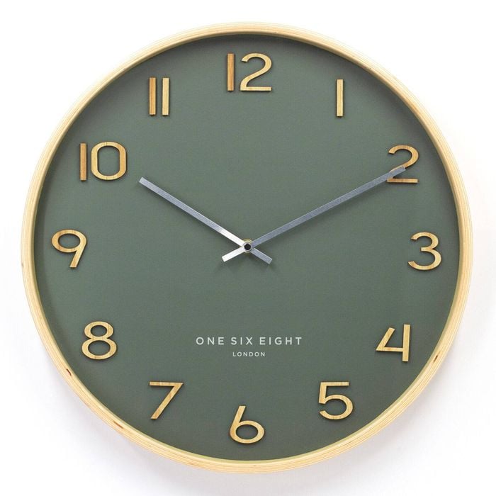 One Six Eight London Wallace Olive Green 53cm Silent Wall Clock