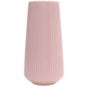 ANYDECO Flower Vase Pink Large Ribbed Nordic Style Pot Living Room Decor