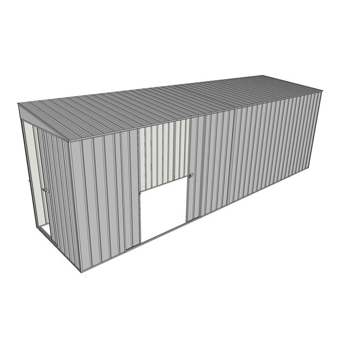 Build-a-Shed 1.5 x 6 x 2m Sliding Door Tunnel Shed With Double Sliding Side Doors - Zinc