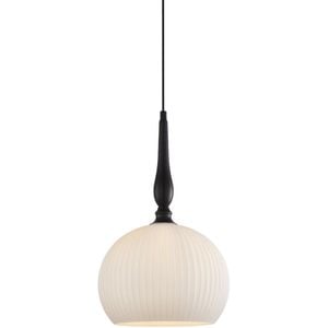 CLA Lighting Caliz Interior Frosted Wine Glass Ribbed Pendant Light Black Large