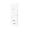 Lugna 2048 x 750 x 380mm White 3 Shelf 4 Drawers Double Door Storage Cabinet - White