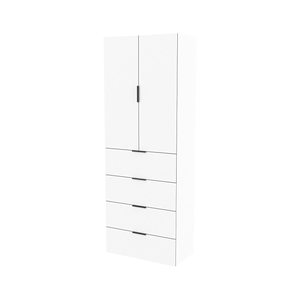 Lugna 2048 x 750 x 380mm White 3 Shelf 4 Drawers Double Door Storage Cabinet - White