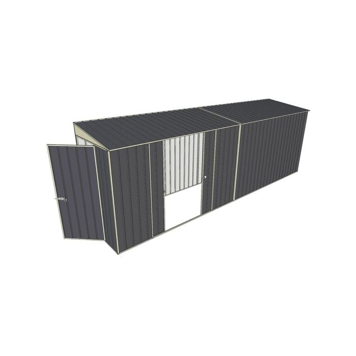 Build-A-Shed 1.2 x 6.0 x 2.0m Tunnel Shed Tunnel Hinged Door with Double Sliding Side Doors - Grey