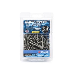 Zenith Blind Rivet Open 304SS 5/32"D x 1/4"G 100pk