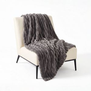 Soga 230x200cm Grey Flannel Polyester Throw Blanket