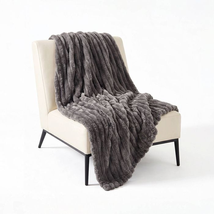 Soga 230x200cm Grey Flannel Polyester Throw Blanket
