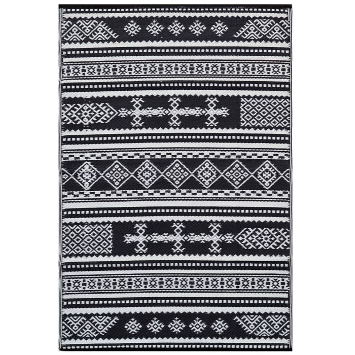 Reversible Outdoor Plastic Mat - Chatai Ellora-Black-White- 120x170cm