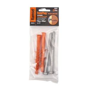 Ramset 10 x 100mm Ultra-Long Hex Galvanised Anchor RamPlug - 2 Pack